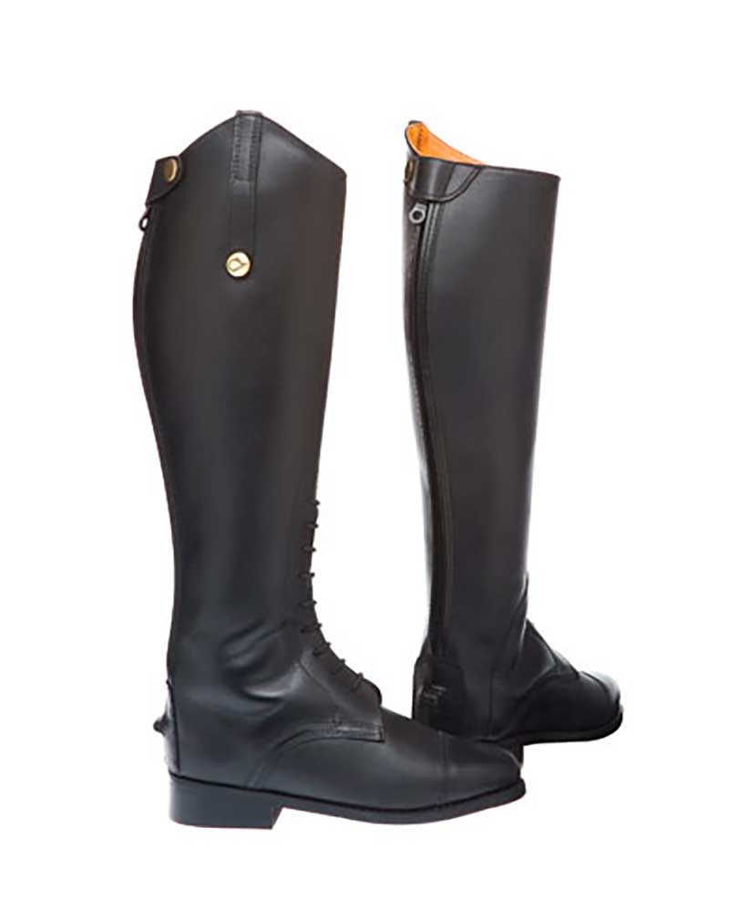 Bottes noires en cuir pour l'équitation à lacets et fermeture éclair Selma - Lexhis