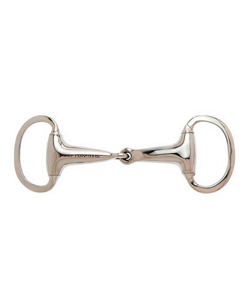 Olive snaffle with thick hollow split mouthpiece and flat edge rings for horse - Sefton