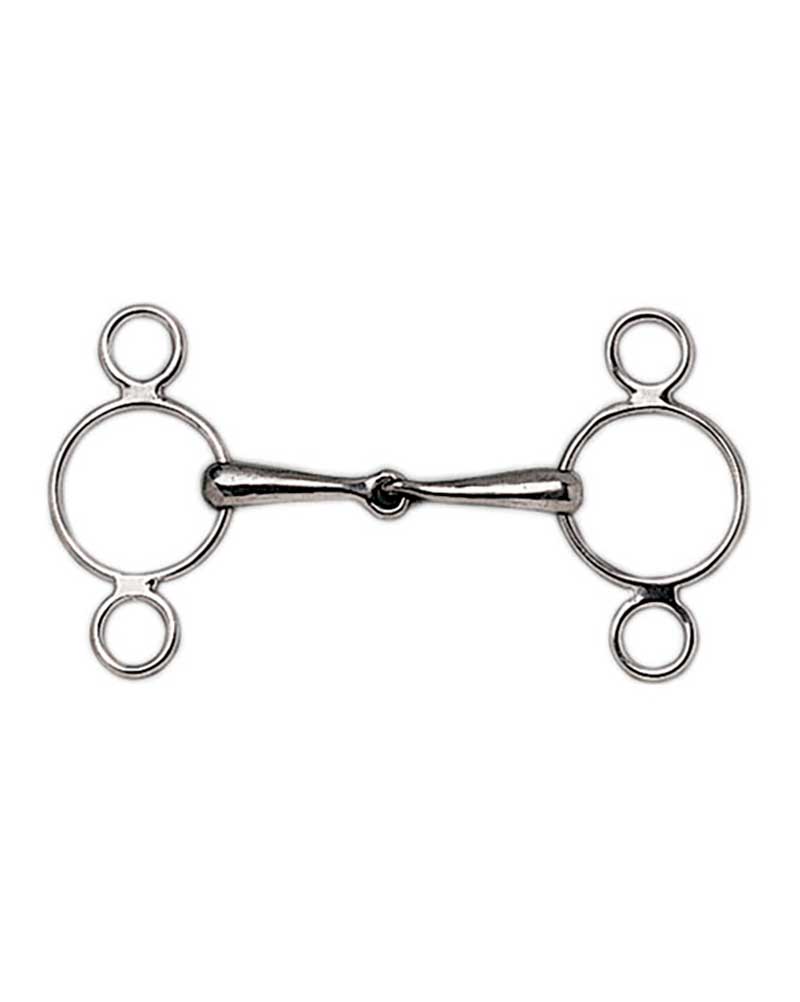 Filete de 2 piezas medio pessoa (3 anillas) y embocadura maciza para caballo - Sefton