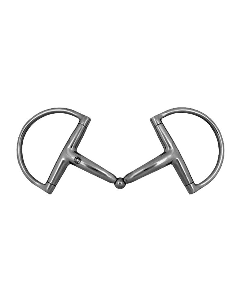 Mors de filet en acier inoxydable à 2 pièces avec anneaux en D et jonction rotative pour cheval - Ky Rotary