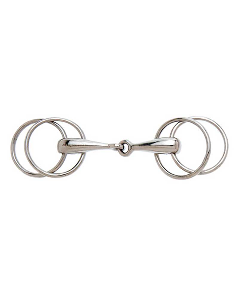 2-piece stainless steel snaffle with large double ring and 21mm thickness for horses - Sefton
