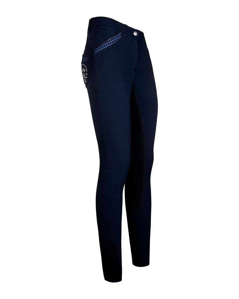 Navy blue riding trousers (seat grip) for women - Granada - HV Polo
