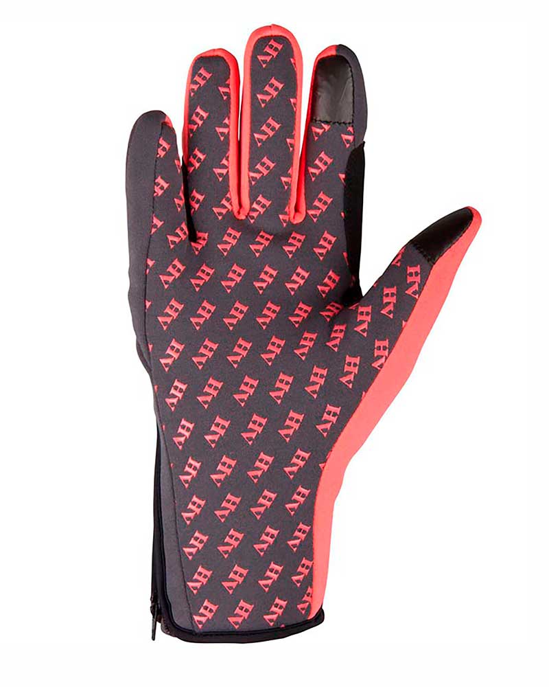 Grey winter riding gloves with pink/orange grip details - Ashville - HV Polo