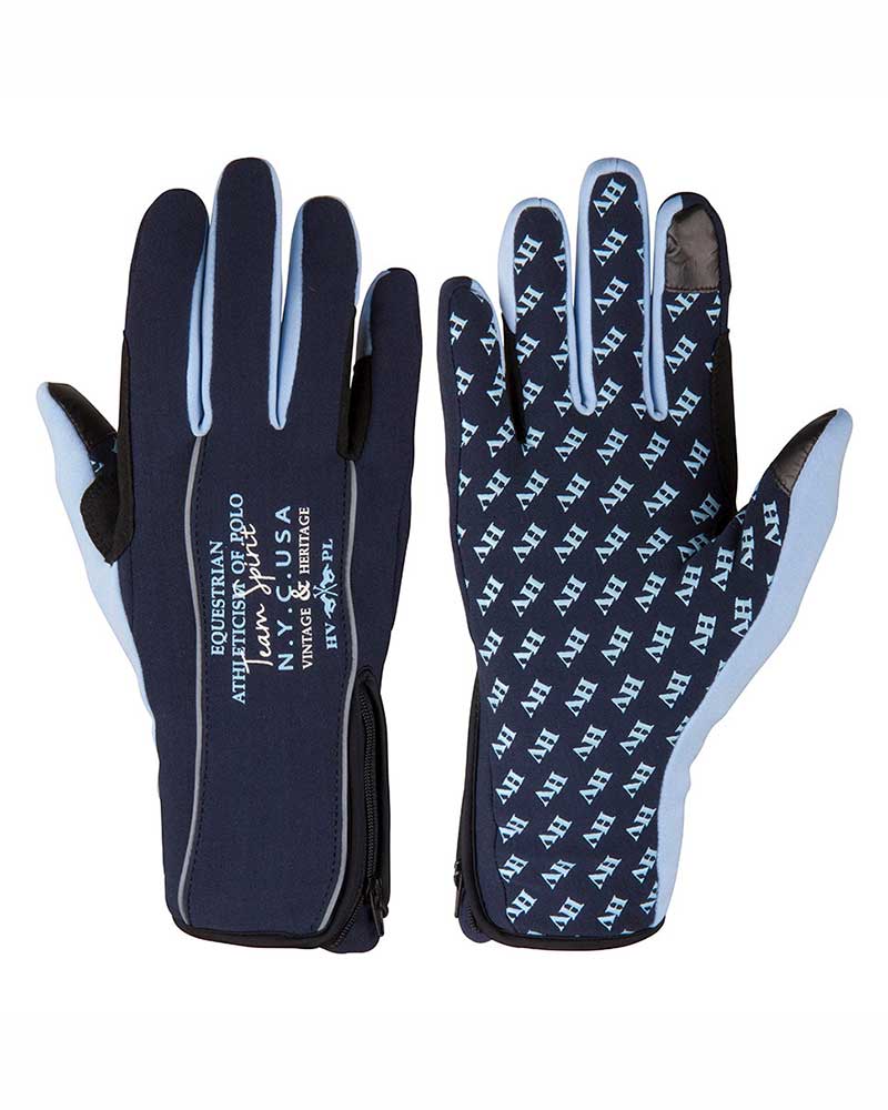 Blue winter riding gloves with grip - Ashville - HV Polo