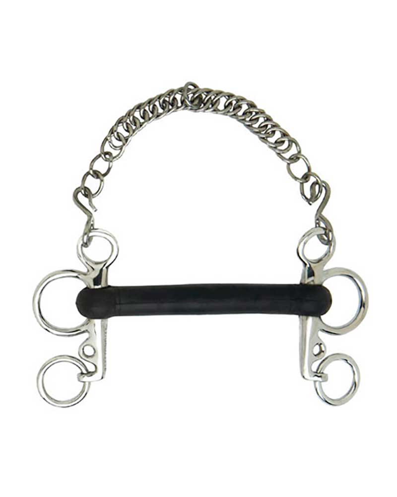 Mors Pelham court rigide recouvert de caoutchouc (branche inférieure 4cm) pour cheval - Sefton