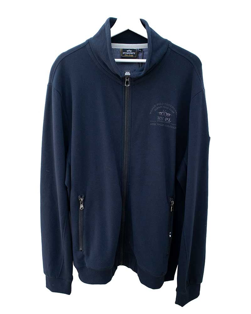 Navy blue fleece sweatshirt with zipper for men - Eckley - HV Polo