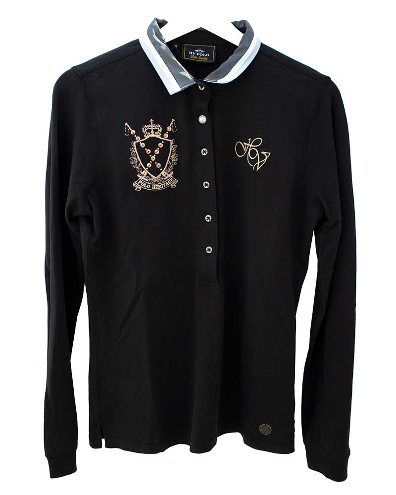 Black long-sleeved polo for women Saundra - HV Polo
