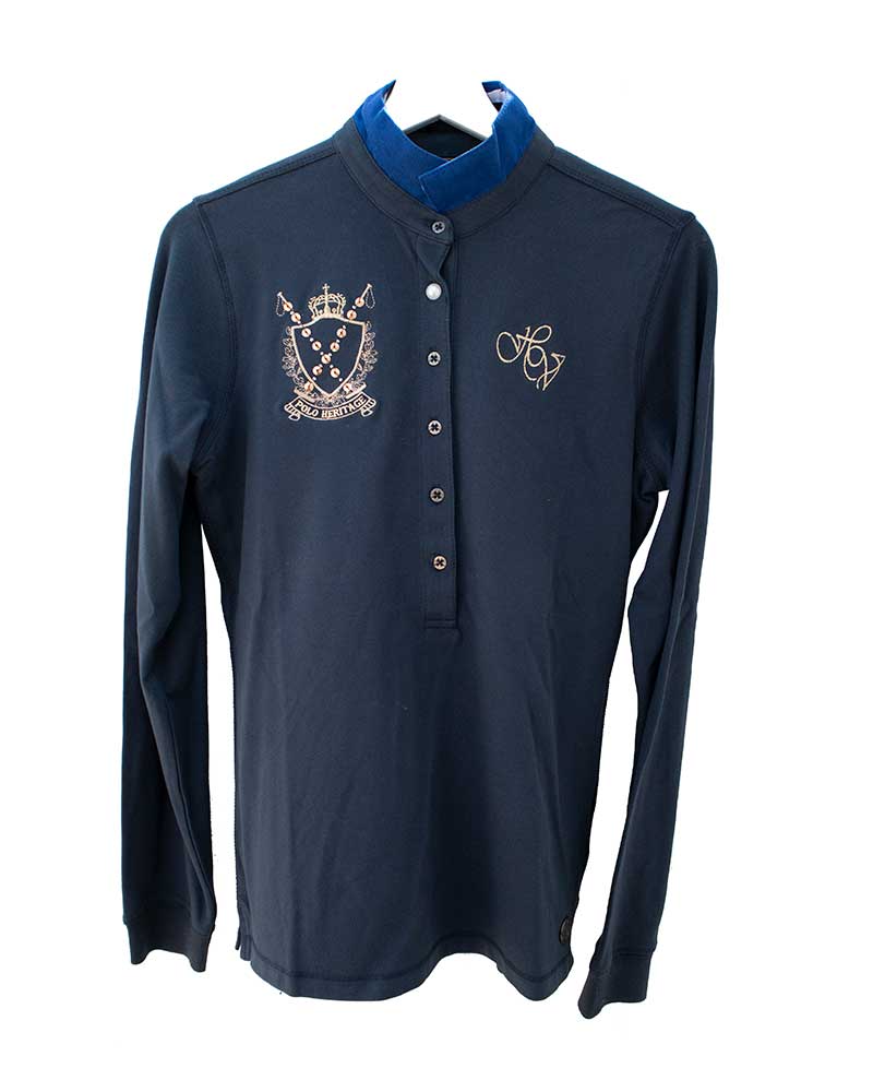 Polo bleu marine à manches longues pour femme Saundra - HV Polo