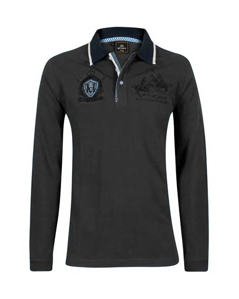 Polo de manga larga gris oscuro para hombre - Wallace - HV Polo