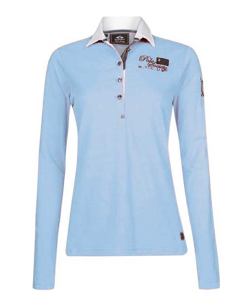 Polo élastique à manches longues bleu clair pour femme Emmi - HV Polo