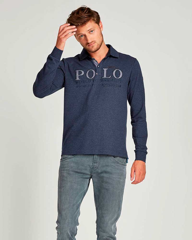 Polo à manches longues bleu foncé pour homme Flagler - HV Polo