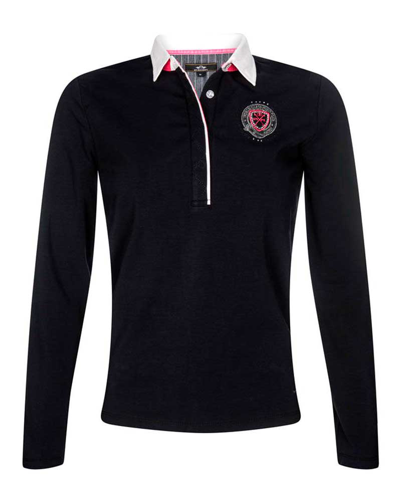 Black long-sleeve stretch polo shirt for women - Lara - HV Polo