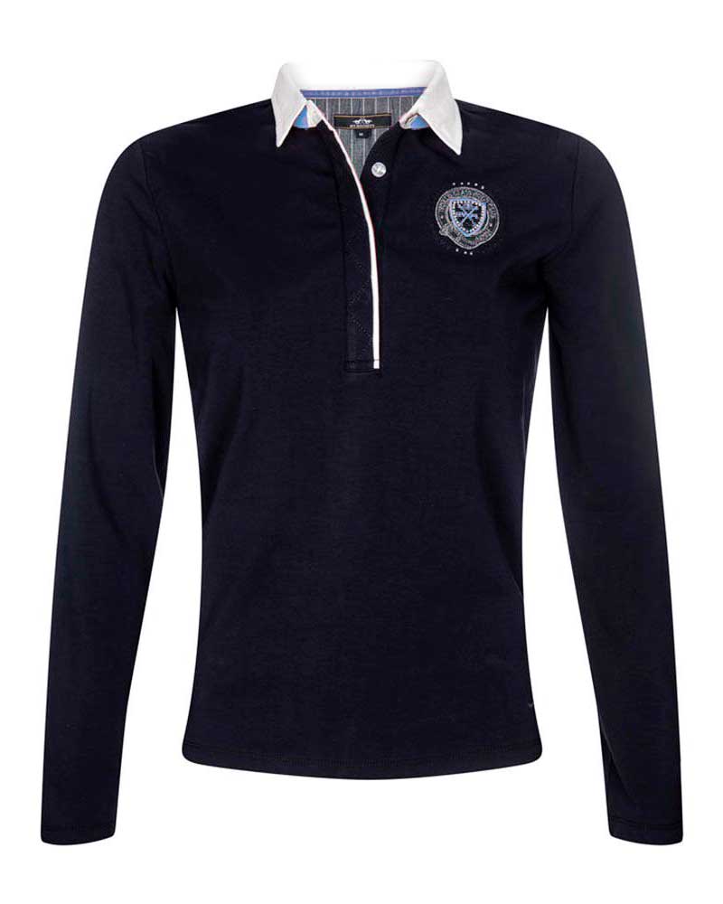 Polo élastique bleu marine à manches longues pour femme Lara - HV Polo