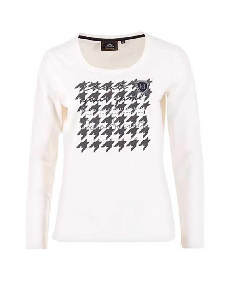 Camiseta de manga larga blanca con lentejuelas para mujer Stephany - HV Polo