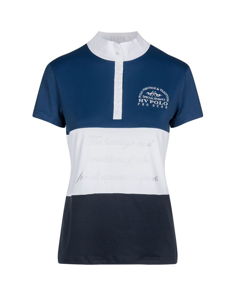 Navy blue competition polo with silver letters for women - Jon - HV POLO