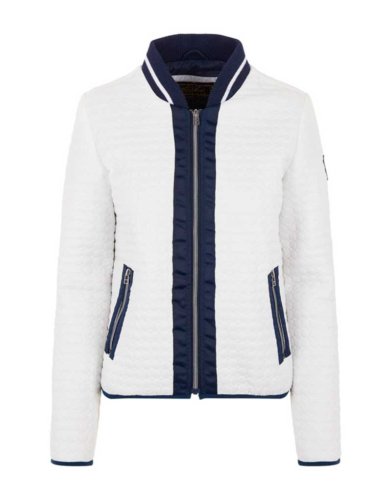 White and navy blue quilted bomber-style jacket for women - Brigitte - HV Polo