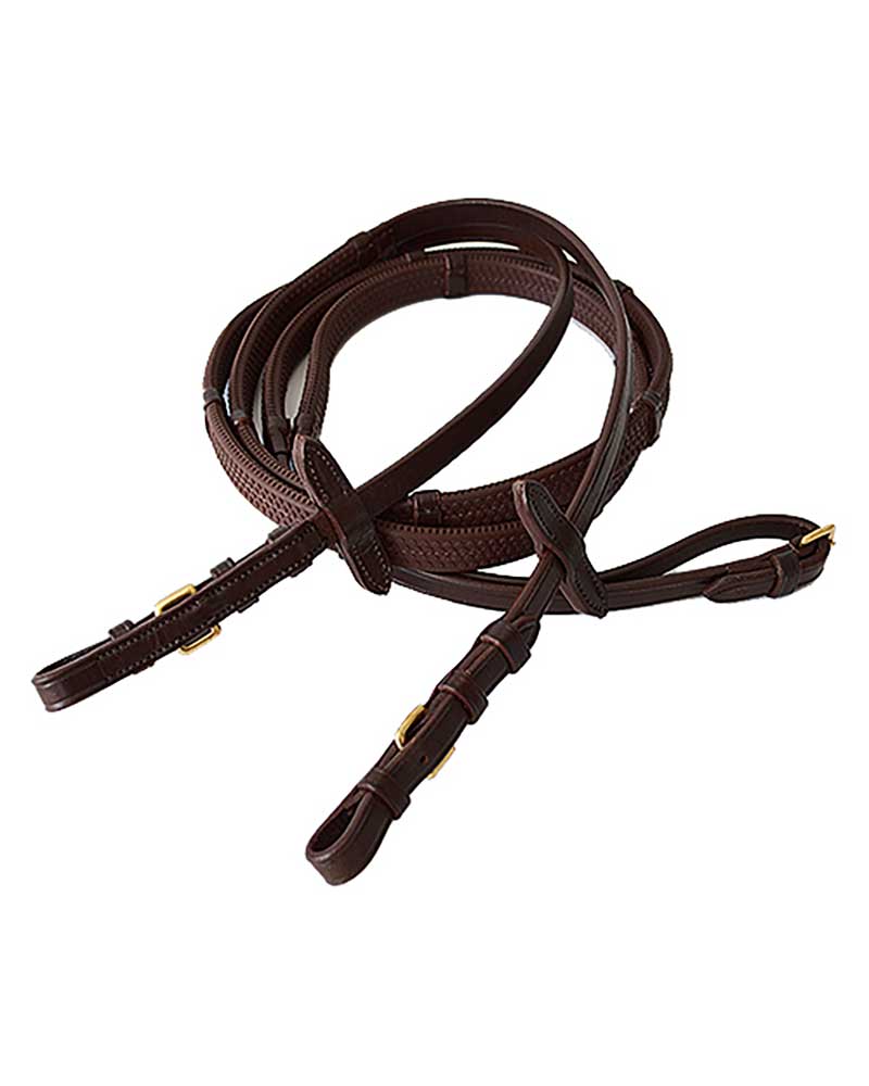 12mm Dark Brown Leather and Rubber Reins with Studs for Horse – Lexhis