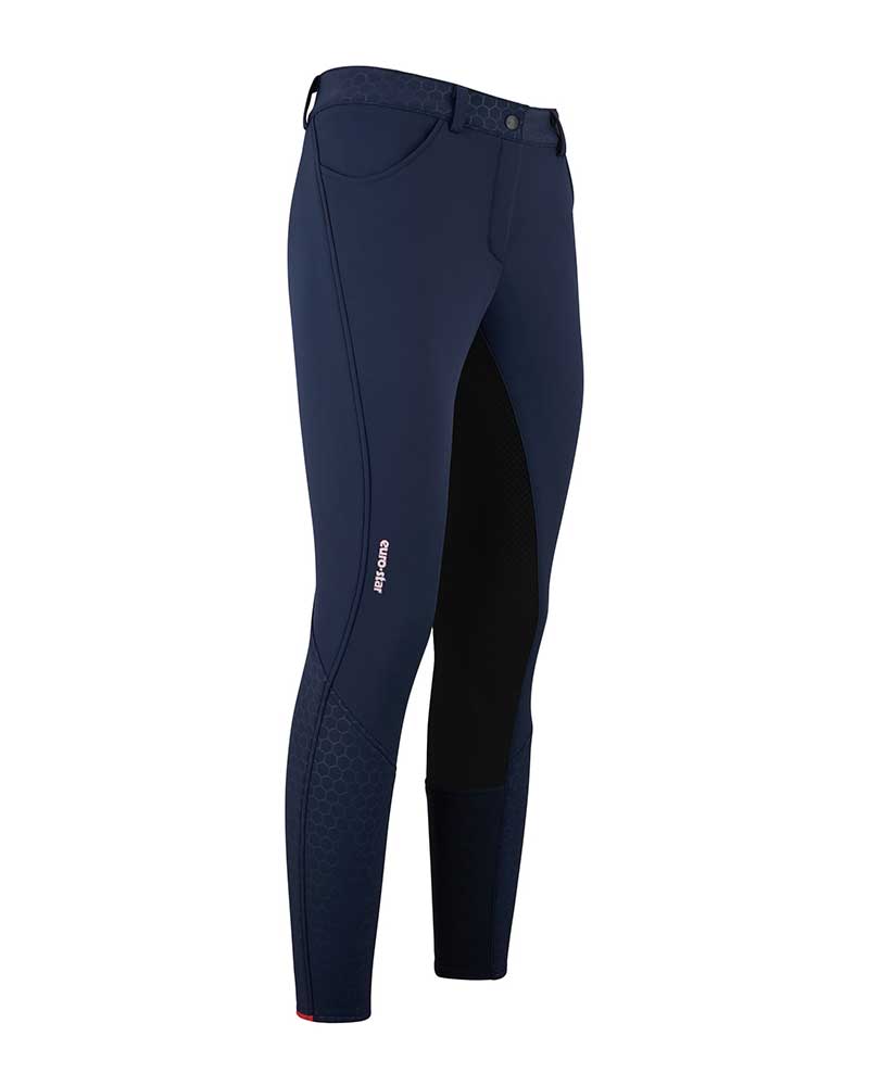 Dark Navy Winter Riding Breeches with Leather Seat for Women - Allure - Euro-Star