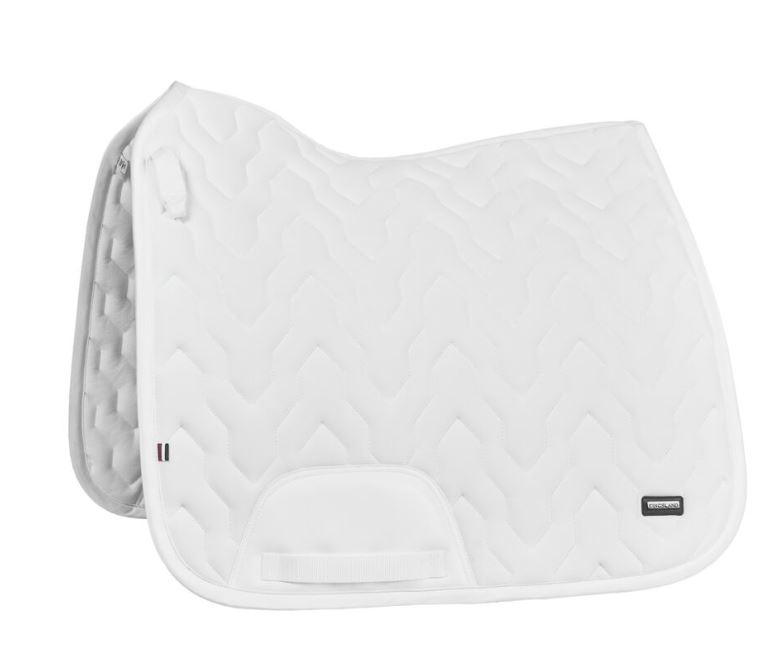 White cooling-effect dressage saddle pad with satin trim for horse - KLnelly - Kingsland