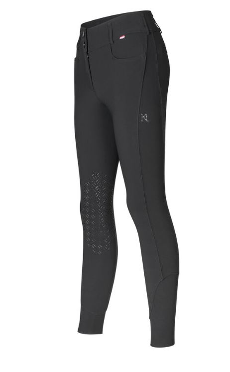 Pantalons pour monter noir avec dos boutons et taille regular (grip aux genoux) pour femme-KLKira-Kingsland