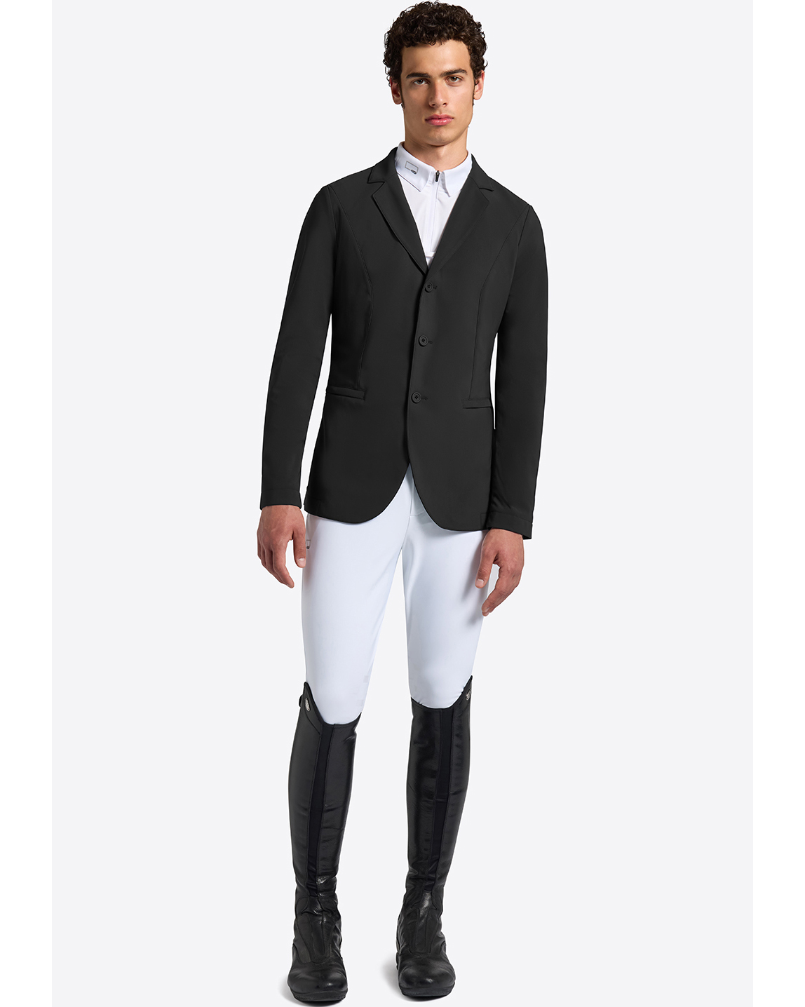 Black competition jacket with grey logo in technical fabric for men - RG