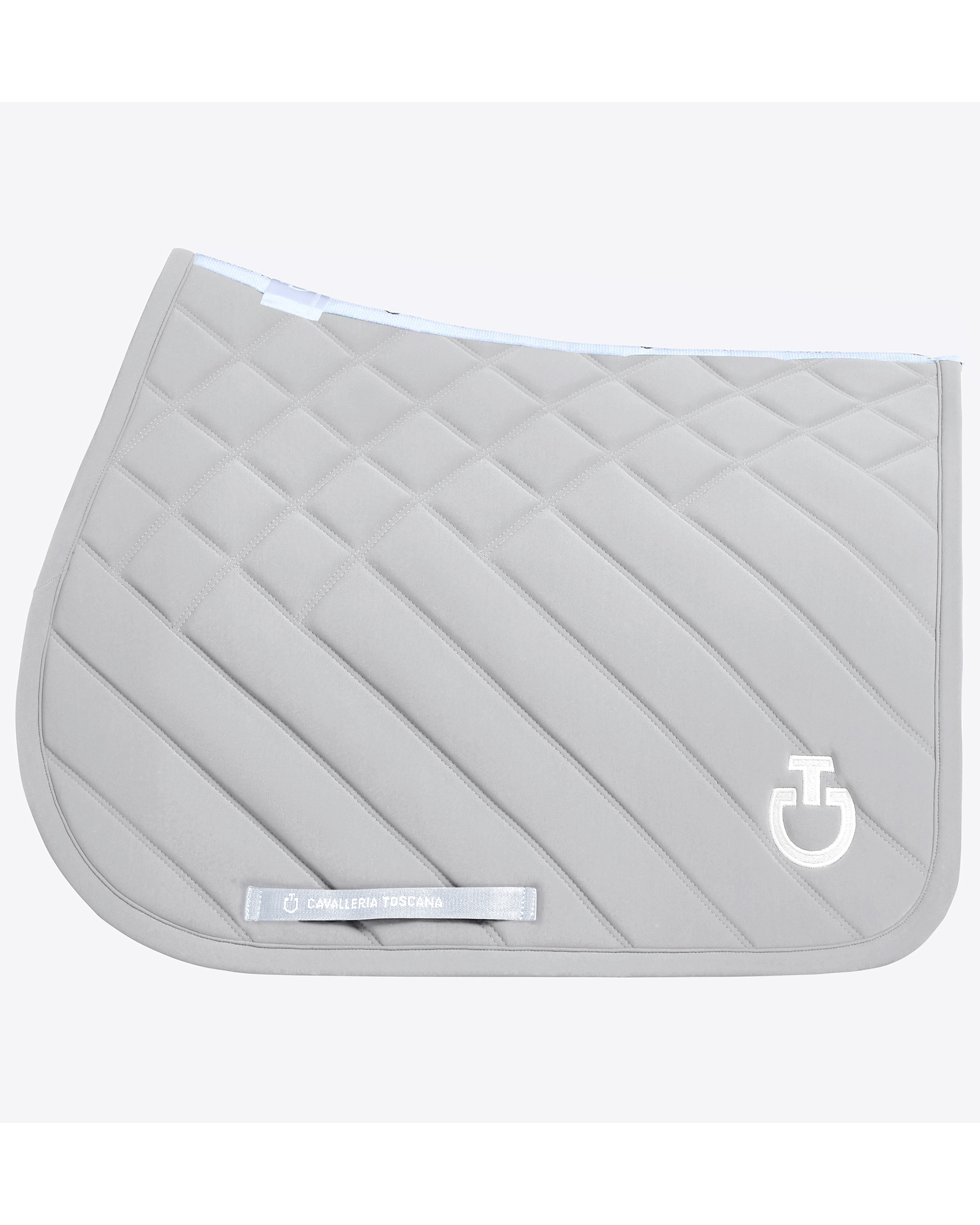 Tapis de saut gris clair avec broderie de losanges et lignes pour cheval et poney - - Cavalleria Toscana