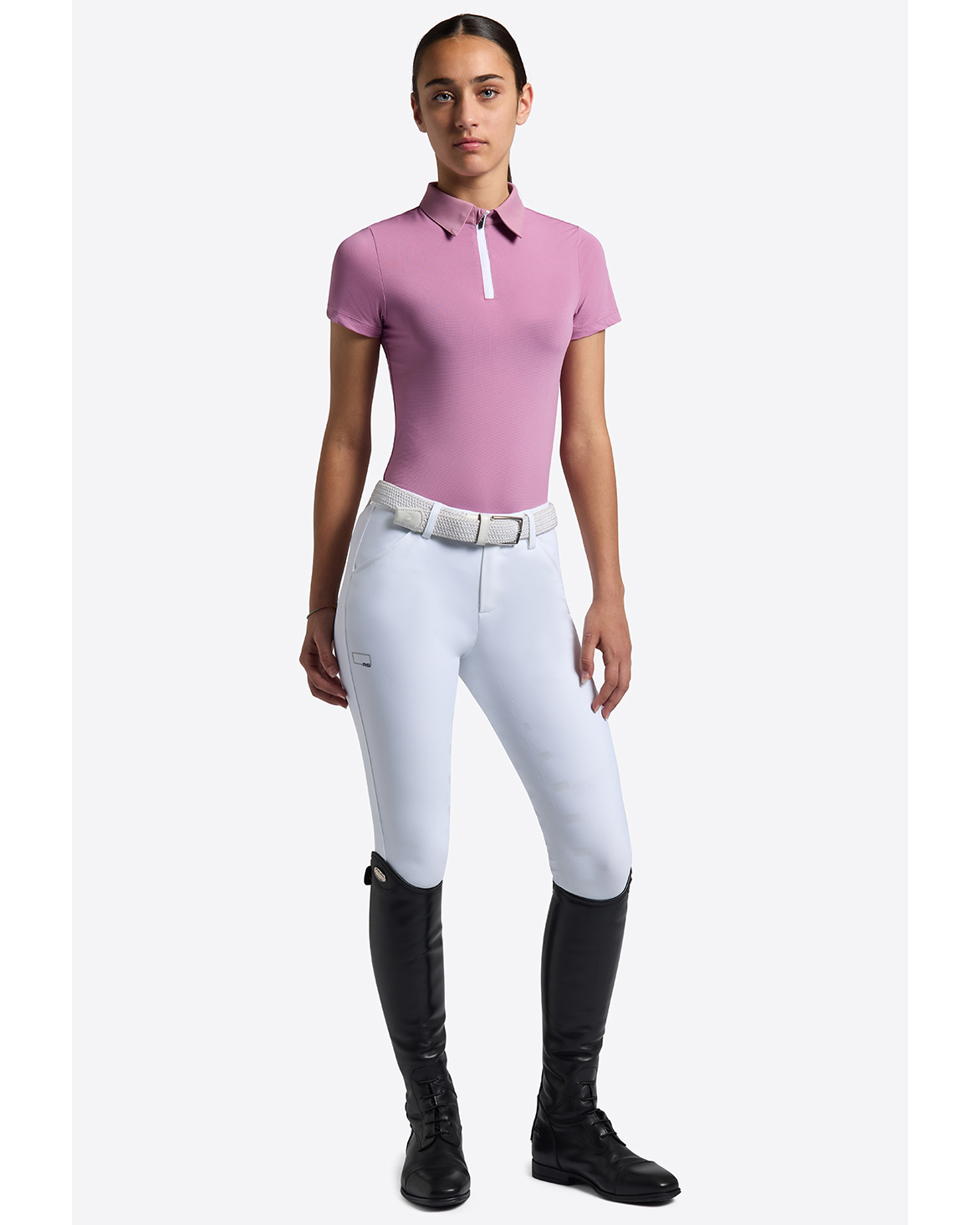 Polo de competición rosa de manga corta para niña - RG