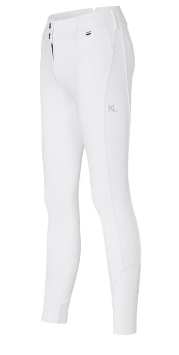 White Knee-Grip Riding Breeches with Two Buttons, Regular Waist, and Swarovski® Logo for Women – KLKira – Kingsland