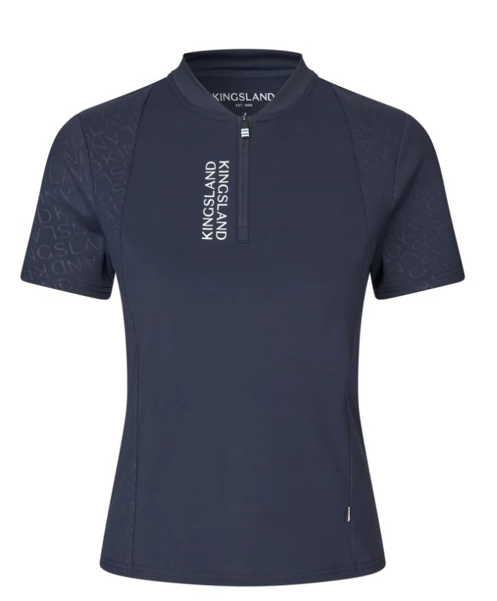 Men’s short-sleeve navy training shirt with mesh sides and half front zipper - KLNima - Kingsland