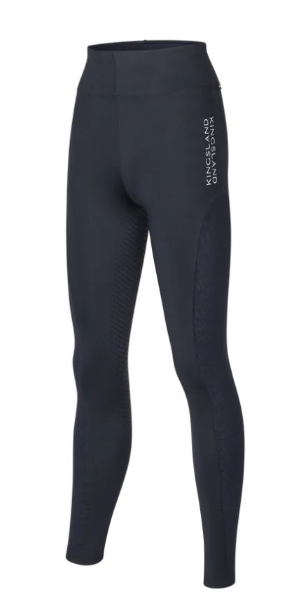 Women’s navy full-grip leggings with side pocket and logo print on the sides - KLNima - Kingsland