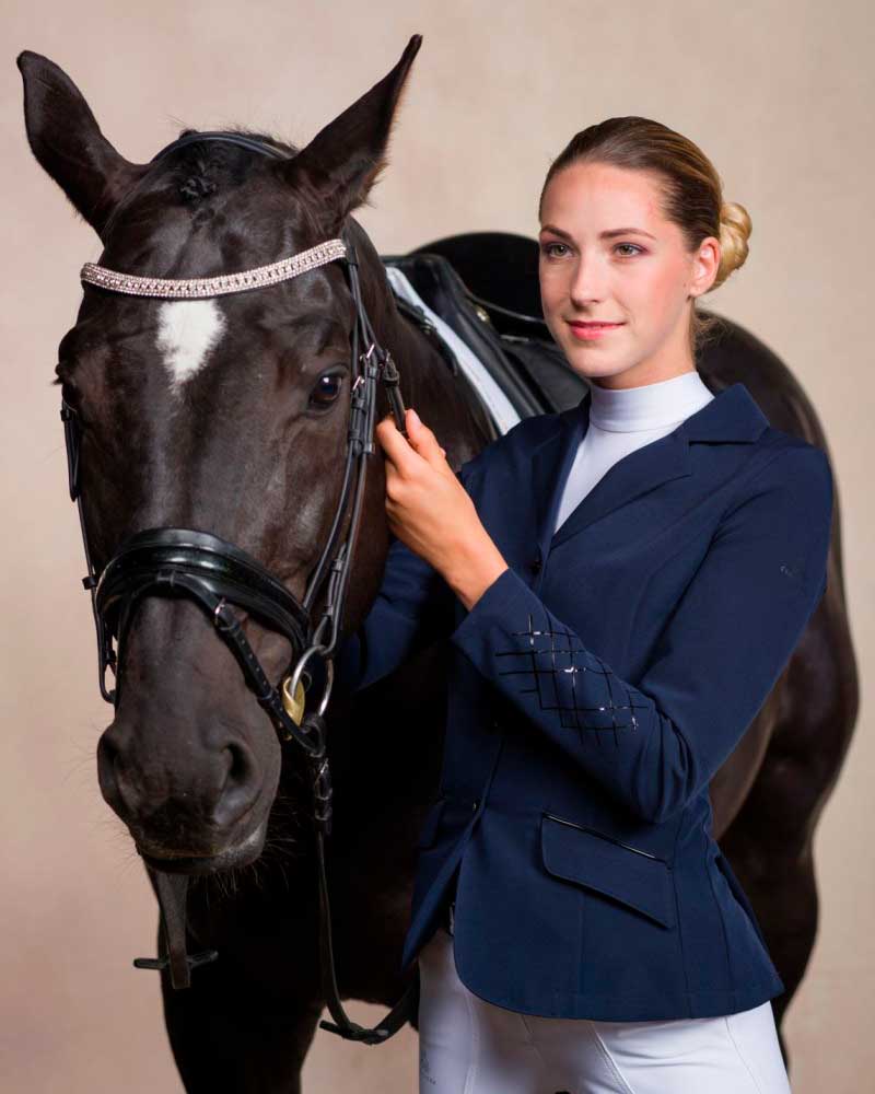 Navy blue racing jacket for women - Mademoiselle - Cavalliera