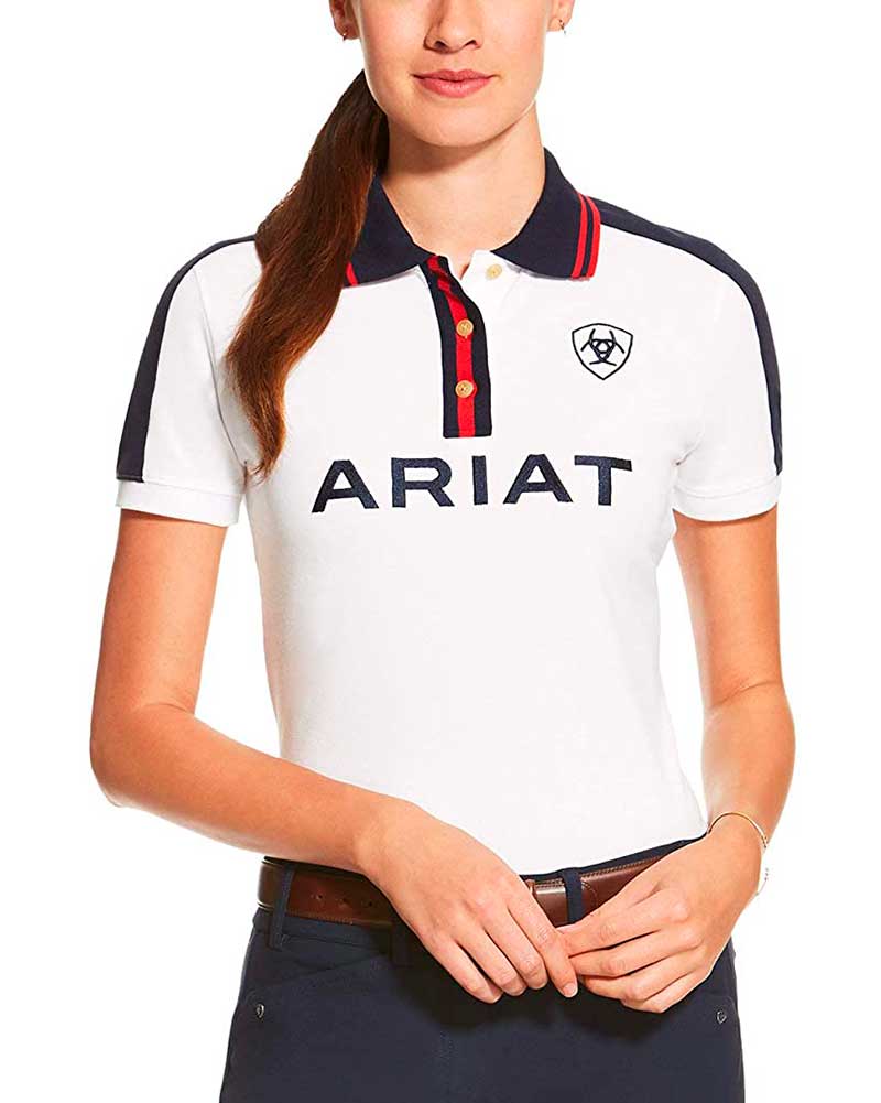 Polo en piqué à manches courtes blanc pour femme New Team - Ariat