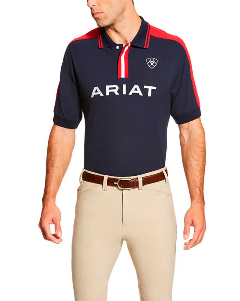 Polo en piqué à manches courtes bleu marine pour homme New Team - Ariat
