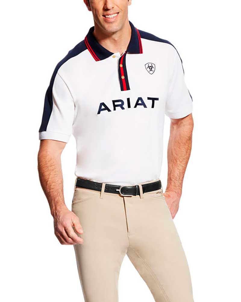Polo en piqué à manches courtes blanc pour homme New Team - Ariat