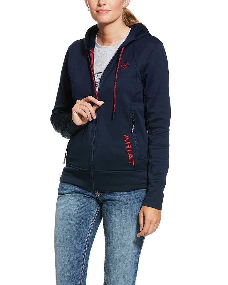 Navy Fleece Hoodie with Zipper for Women - Keats - ARIAT