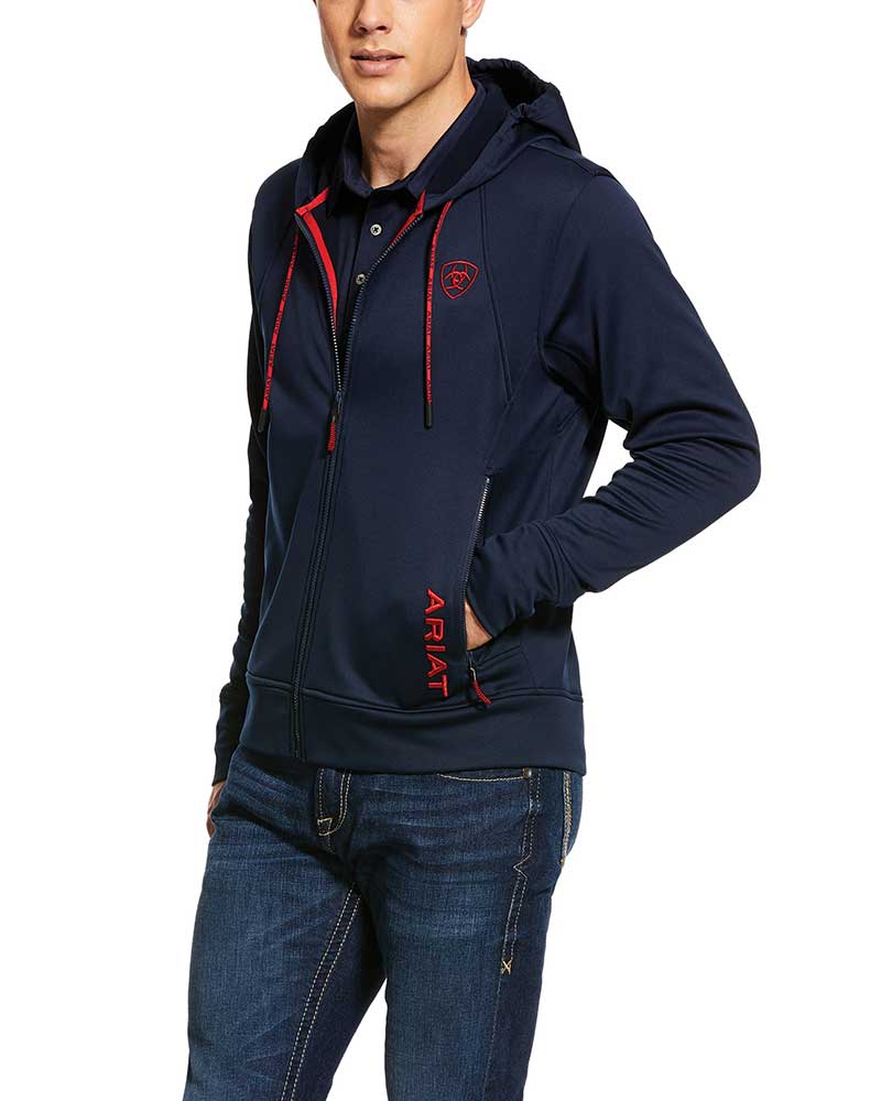 Sudadera polar azul marino con capucha y cremallera para hombre - Keats - ARIAT