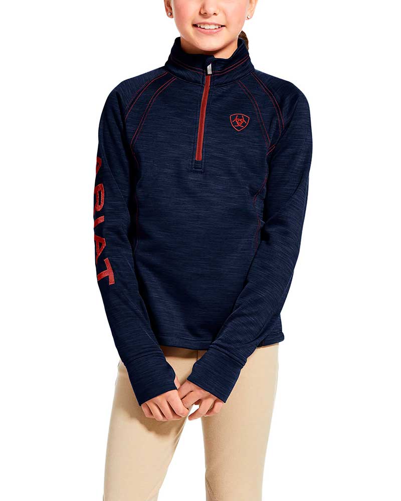Navy Blue Long-Sleeve Fleece Training Top - Junior Unisex - Tek Team - ARIAT