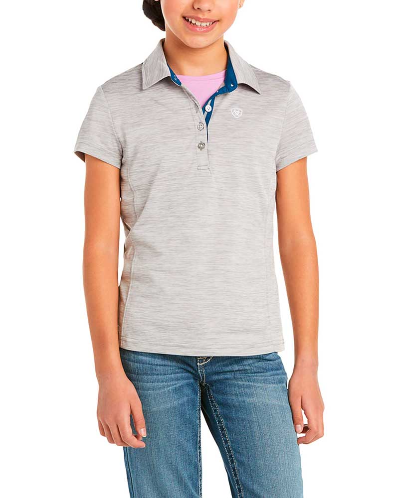 Junior unisex short-sleeve training polo in light grey (Heather Grey) – Laguna – ARIAT