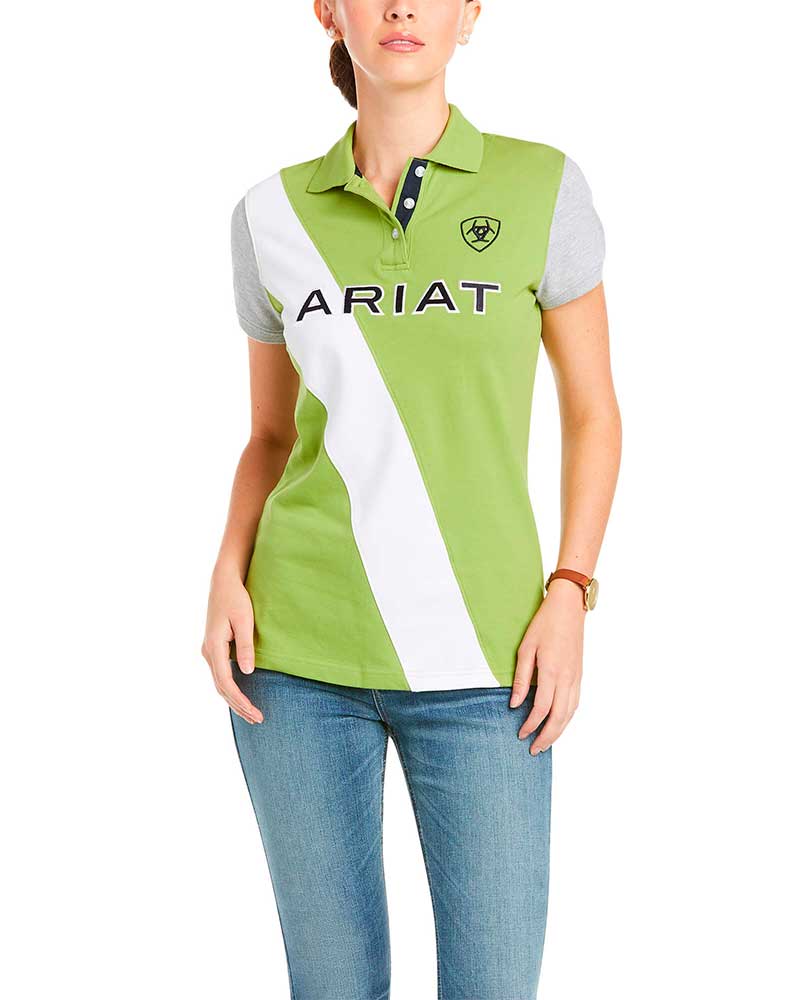 Green, White, and Gray Short-Sleeve Piqué Polo for Women - Taryn - ARIAT