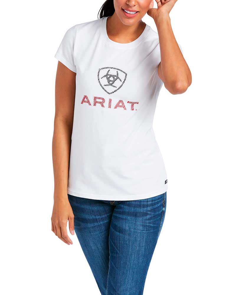 Camiseta blanca de manga corta para mujer - HD Logo - ARIAT