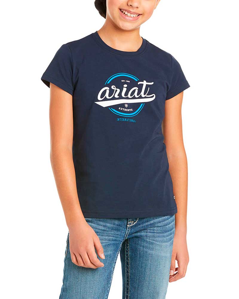 Camiseta de algodón de manga corta azul marino junior unisex - Authentic logo - ARIAT