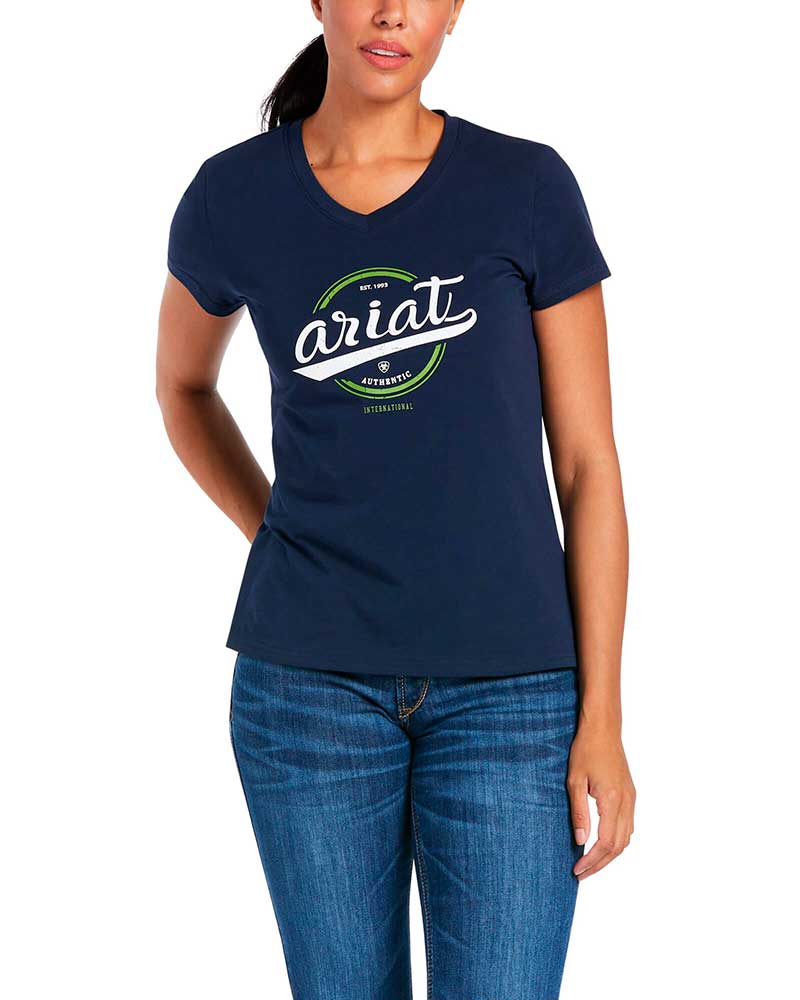 Camiseta azul marino de manga corta para mujer - Authentic - ARIAT