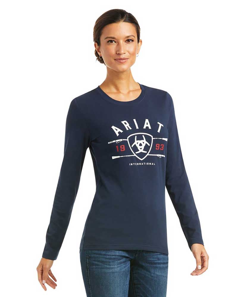 Navy Blue Long-Sleeve T-Shirt for Women - International Logo - ARIAT