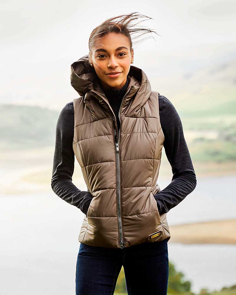 Dark Brown Padded Vest with Hood for Women – Harmony – ARIAT