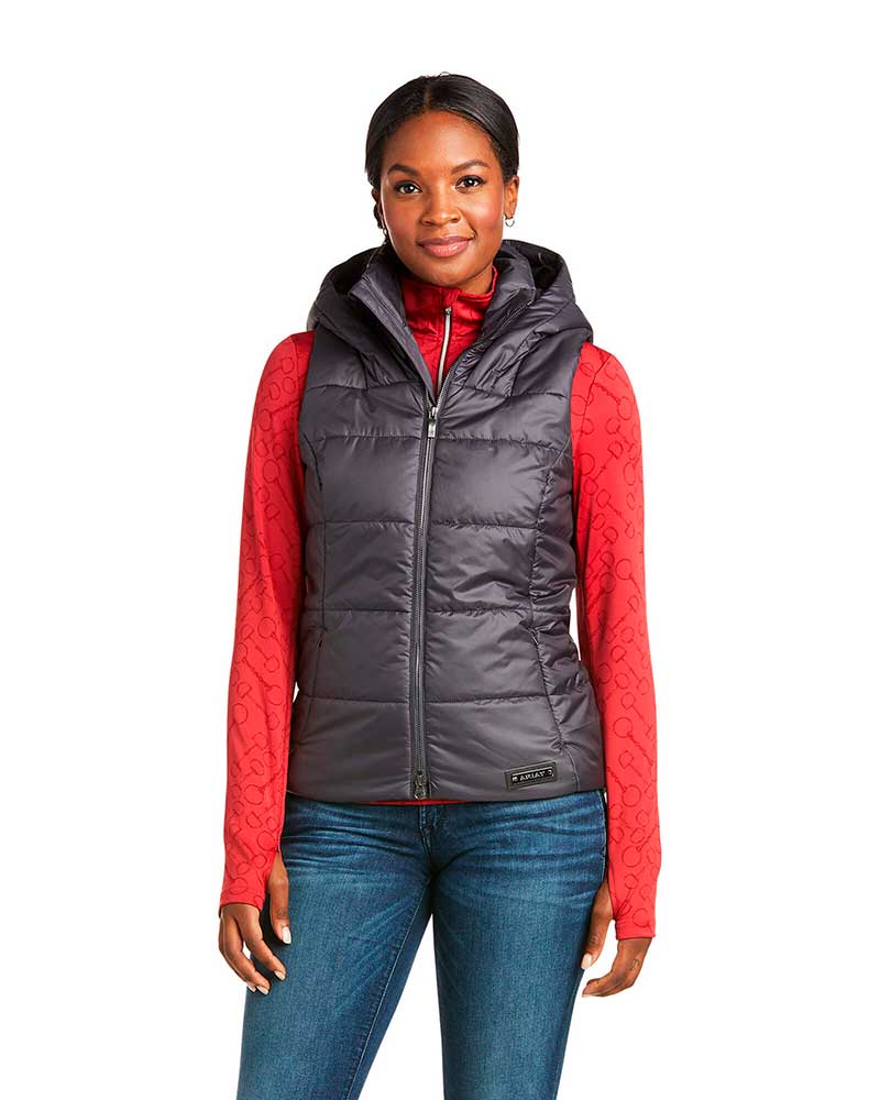 Chaleco acolchado con capucha azul grisaceo para mujer - Harmony - ARIAT