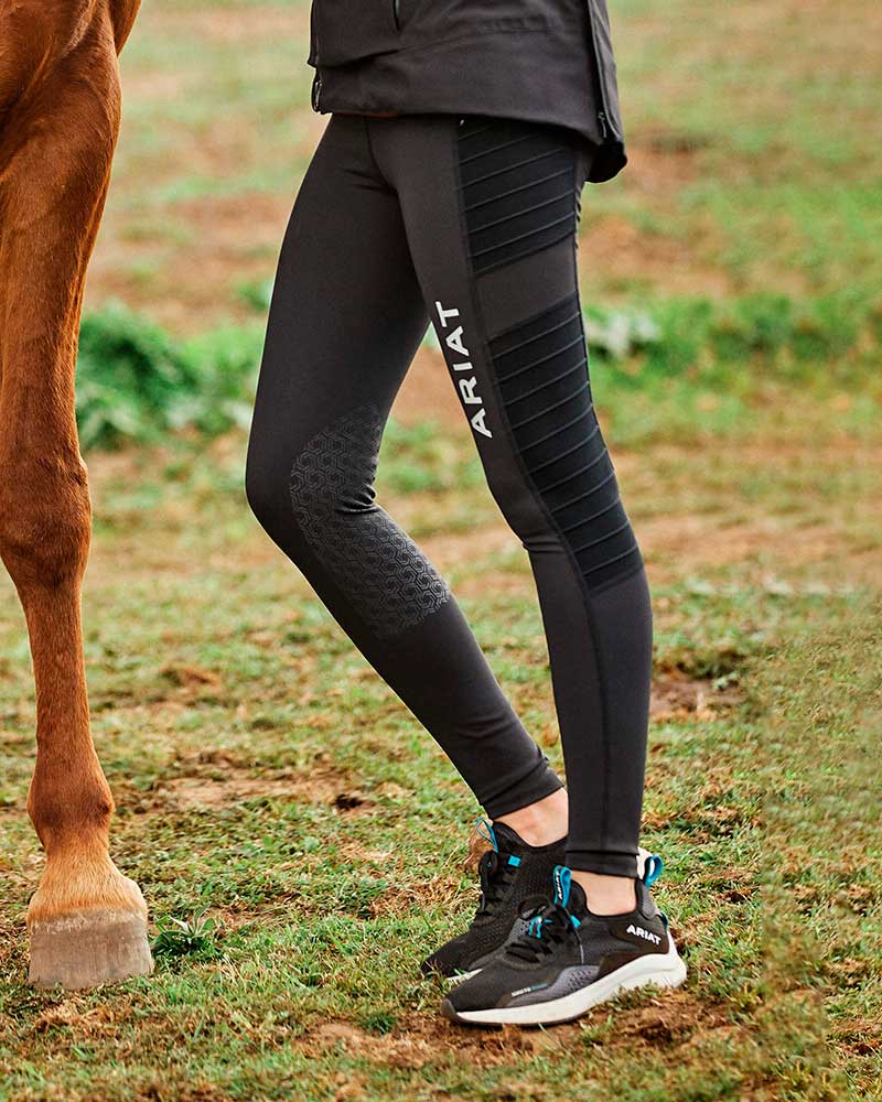 Black Riding Tights with Knee Grip for Women - EOS Moto - ARIAT