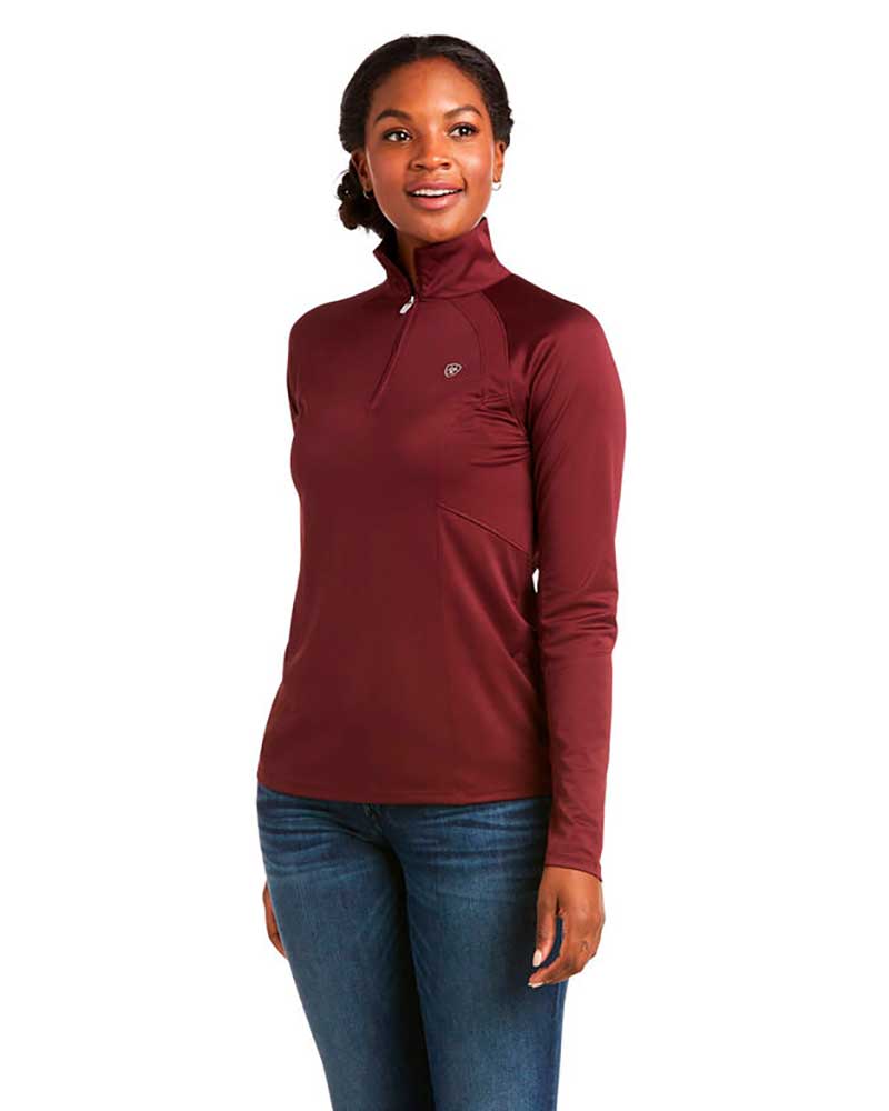 Burgundy Long-Sleeve Training Top for Women Sunstopper - ARIAT