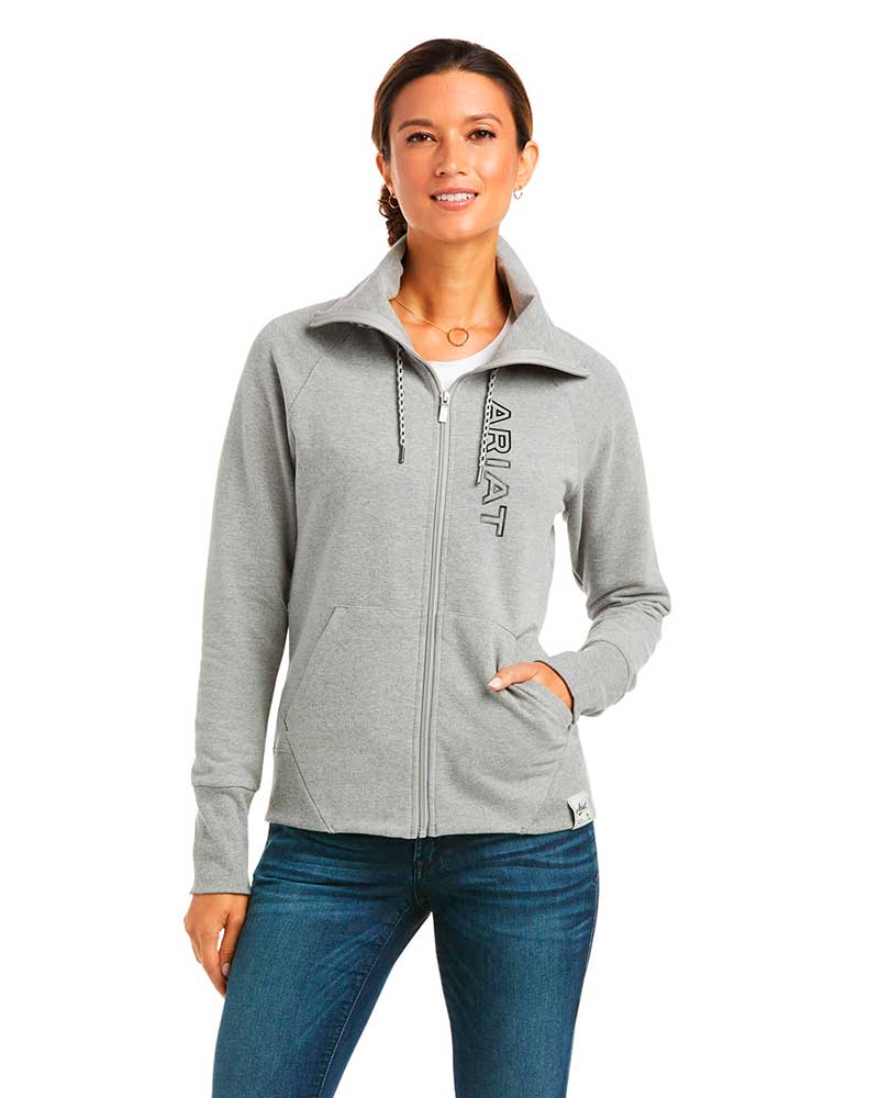 Sudadera polar con cremallera gris claro para mujer - Team Logo - ARIAT