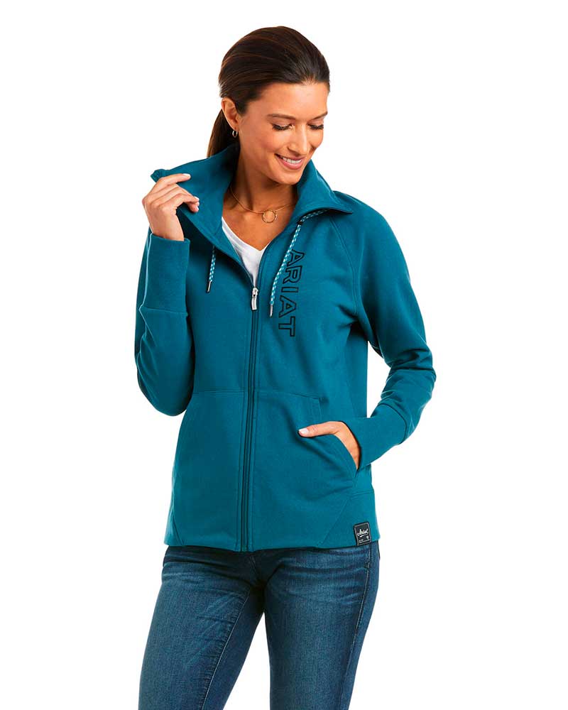 Dark Turquoise Fleece Zip-Up Sweatshirt for Women - Team Logo - ARIAT