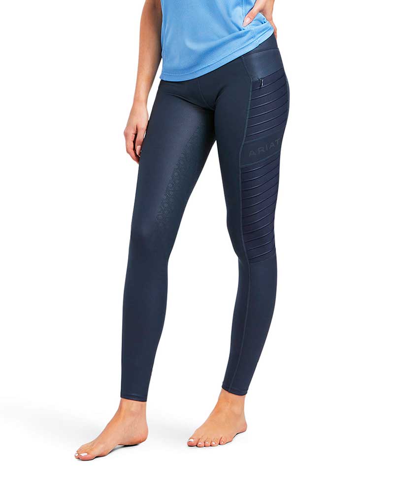 Leggings d'équitation bleu marine brillant (grip à fond intégral) pour femme EOS Moto - Ariat